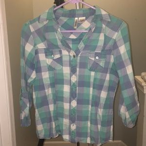 Passport Pastel Plaid/Checkered Cotton Top